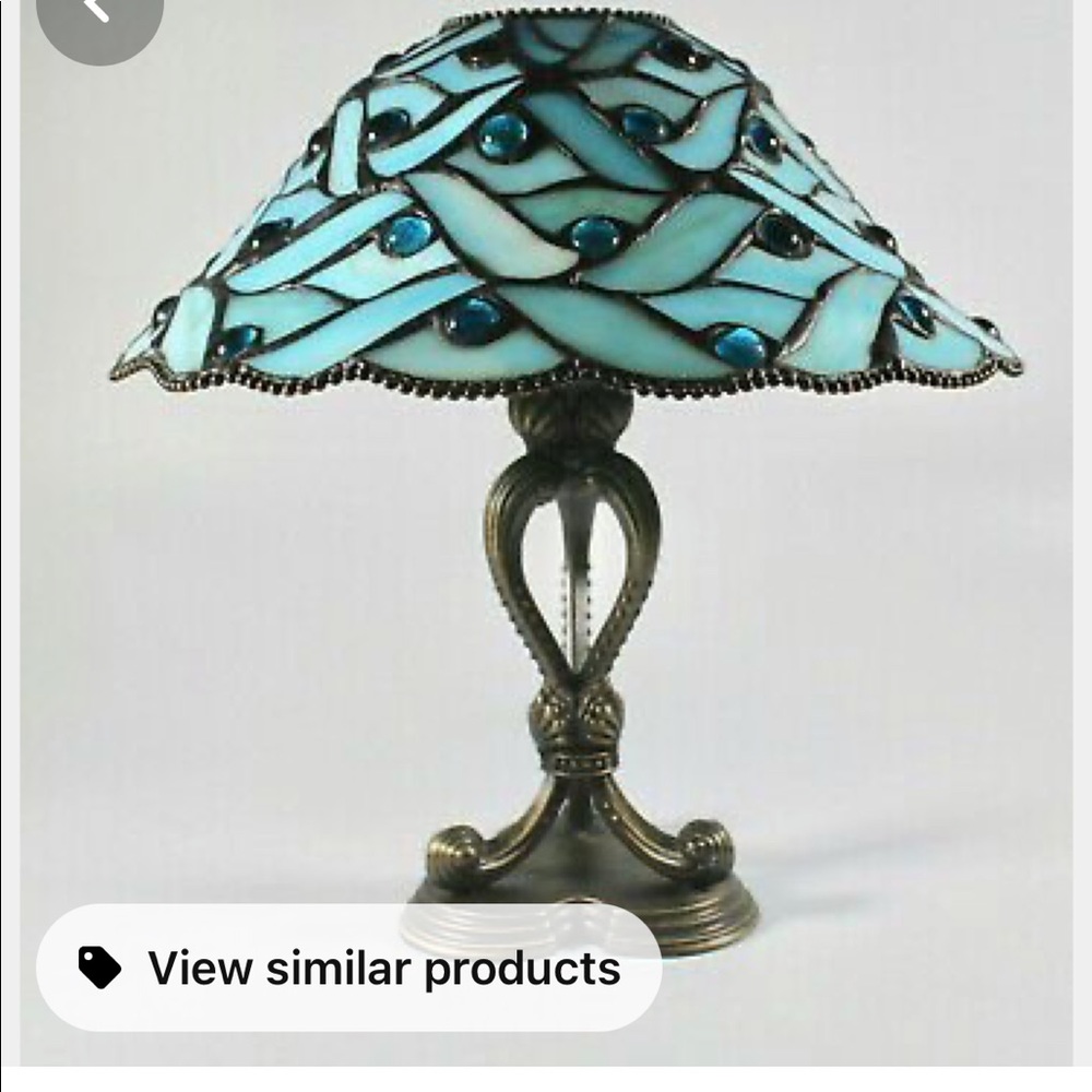 PartyLite SPRING WATER Stained Glass Candle Lamp